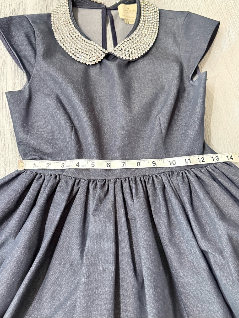 Kate Spade navy blue Kimberly rhinestone Peter Pan collar Dress size 6 - Picture 8 of 10